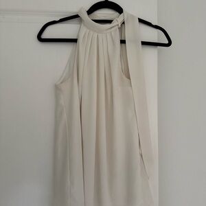 Express women’s ivory colored flowy neck bow tie blouse tank top shirt size XS